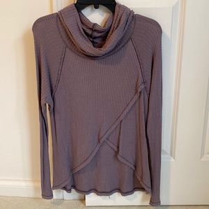 Free people cowl neck top high low crop style purple